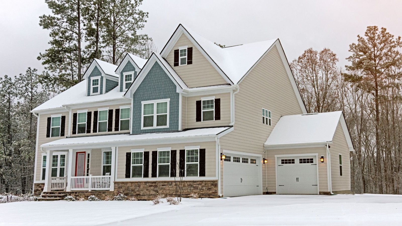 Snow-covered Vaughan home with modern windows, illustrating the Best Time of Year to Replace Windows for energy efficiency and comfort.