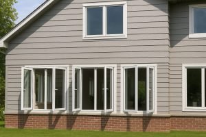 Modern Toronto home with white vinyl casement windows fully open, showcasing one of the best window styles for modern homes with airflow and energy efficiency.