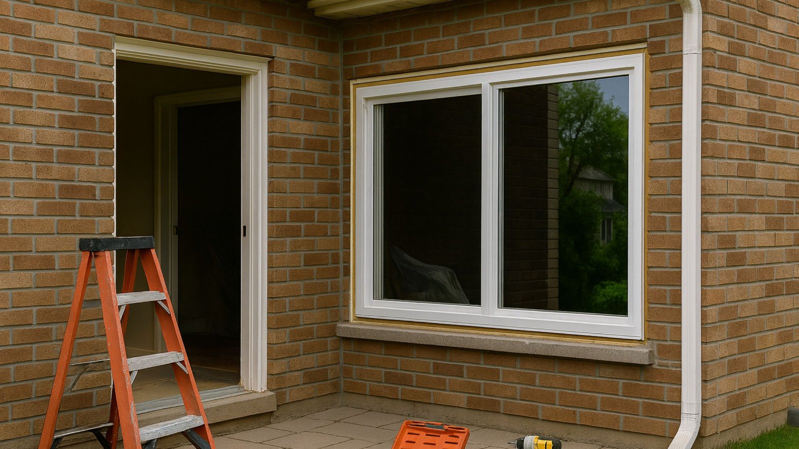 Installer fitting a replacement window into a prepared opening in an Ontario home